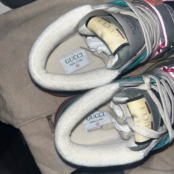 Gucci Ultra Pace Mid Teal Suede Sneakers - Picture 6 of 9